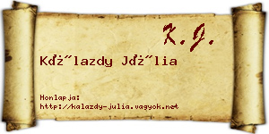 Kálazdy Júlia névjegykártya